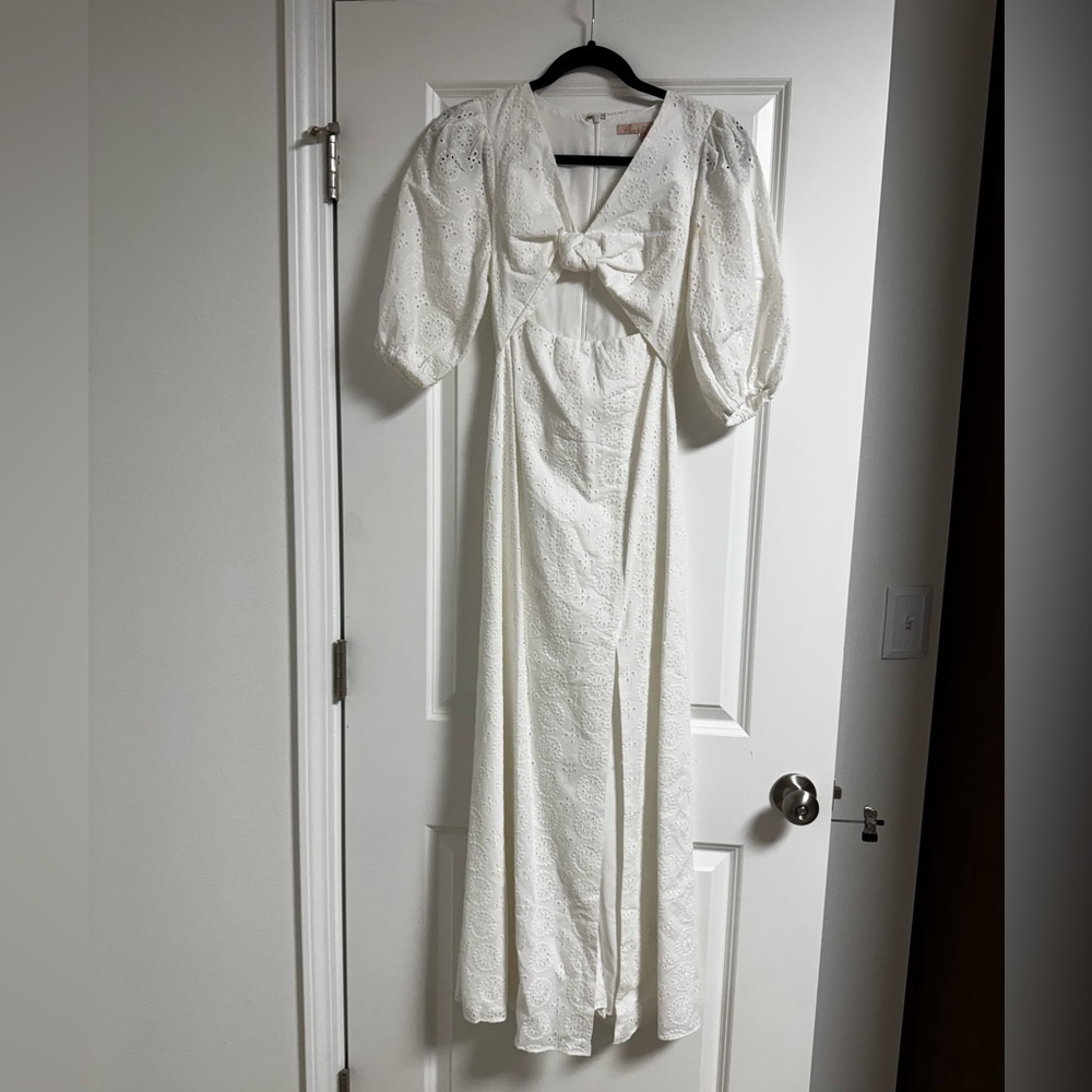 Anthropologie White Eyelet Maxi Dress